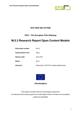 Milestone 5.3 Research Report on Open Content Models
