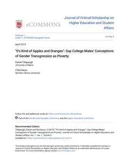 Gay College Males' Conceptions of Gender Transgression As Poverty