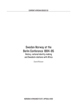 Sweden-Norway at the Berlin Conference 1884-85