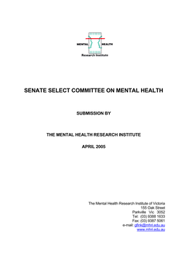 Senate Select Committee on Mental Health