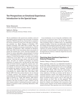 Ten Perspectives on Emotional Experience