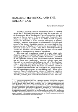 Sealand, Havenco, and the Rule of Law