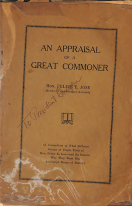 An Appraisal of a Great Commoner
