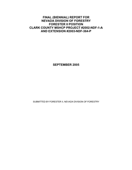 Final Report Delivered to Jodi Bechtel, 9/7/05