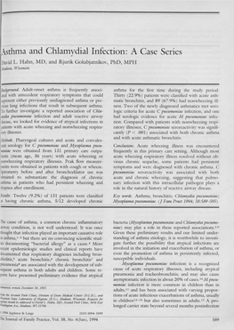 Asthma and Chlamydial Infection: a Case Series David L