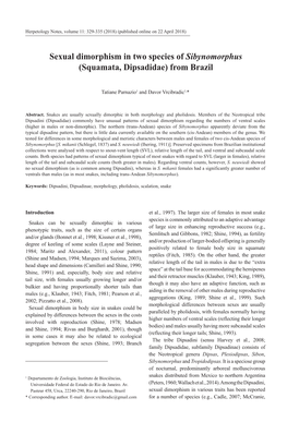 Sexual Dimorphism in Two Species of Sibynomorphus (Squamata, Dipsadidae) from Brazil