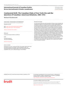 The Canadian Clubs of New York City and the Question of Canadian–American Relations, 1885–1914 Michael Woodsworth