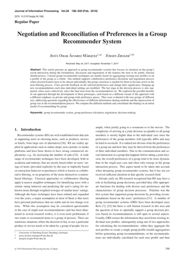 Negotiation and Reconciliation of Preferences in a Group Recommender System