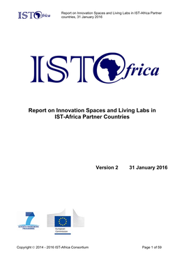 Report on Innovation Spaces and Living Labs in IST-Africa Partner Countries, 31 January 2016