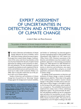 Expert Assessment of Uncertainties in Detection and Attribution of Climate Change
