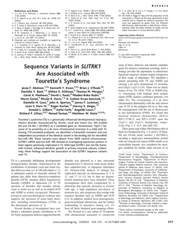 Sequence Variants in SLITRK1 Are Associated with Tourette's Syndrome