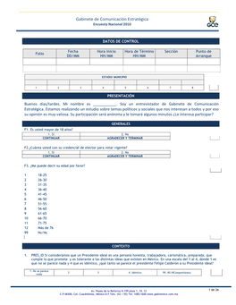 Gabinete De Comunicación Estratégica Encuesta Nacional 2010