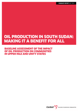 Oil Production in South Sudan: Making It a Benefit for All