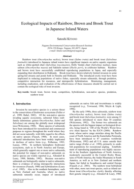 Ecological Impacts of Rainbow, Brown and Brook Trout in Japanese Inland Waters