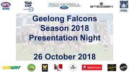 Geelong Falcons Season 2018 Presentation Night 26 October 2018