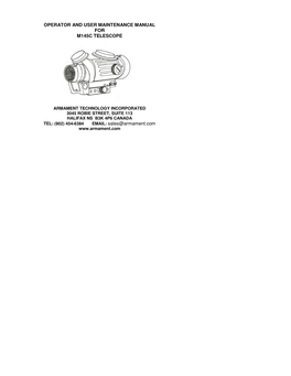 Operator and User Maintenance Manual for M145c Telescope