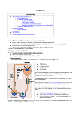 The Miller–Urey Experiment