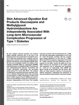 Skin Advanced Glycation End Products Glucosepane And