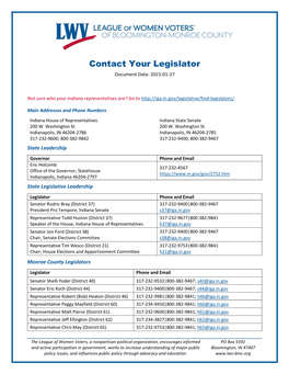 Contact Your Legislator Document Date: 2021-01-17