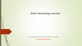 Basic Hematology Overview