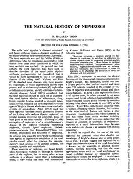 The Natural History of Nephrosis
