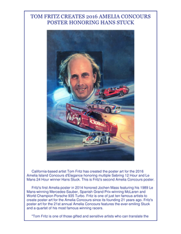 Tom Fritz Creates 2016 Amelia Concours Poster Honoring Hans Stuck