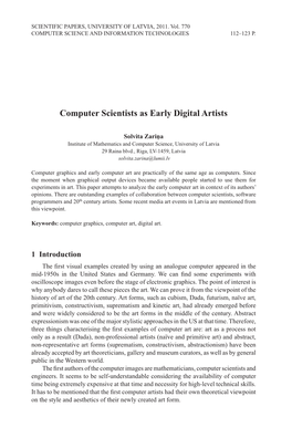 Computer Scientists As Early Digital Artists