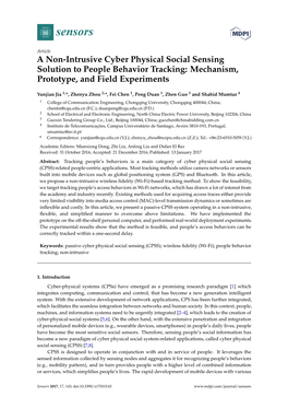 A Non-Intrusive Cyber Physical Social Sensing Solution to People Behavior Tracking: Mechanism, Prototype, and Field Experiments