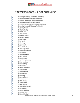1979 Topps Football Set Checklist