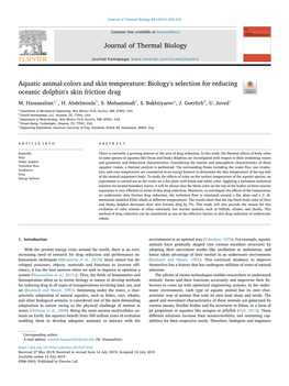 Aquatic Animal Colors and Skin Temperature Biology's Selection For