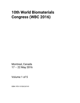 10Th World Biomaterials Congress (WBC 2016)