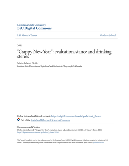 Evaluation, Stance and Drinking Stories Martin Edward Pfeiffer Louisiana State University and Agricultural and Mechanical College, Mpfeif1@Lsu.Edu