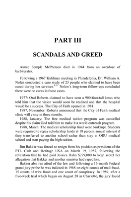 Part Iii – Scandals and Greed