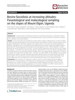 Bovine Fasciolosis at Increasing Altitudes: Parasitological And