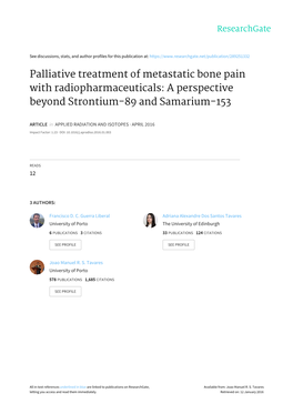 Palliative Treatment of Metastatic Bone Pain with Radiopharmaceuticals: a Perspective Beyond Strontium-89 and Samarium-153