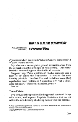 What Is General Semantics?