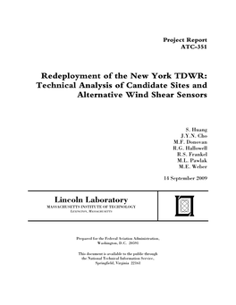 Technical Analysis of Candidate Sites and Alternative Wind Shear Sensors