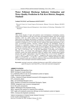 Water Pollutant Discharge Indicator Estimation and Water Quality Prediction in Pak Kret District, Bangkok, Thailand