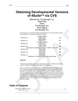 Obtaining Developmental Versions of 4Suite™ Via CVS Mike Brown, Fourthought, Inc