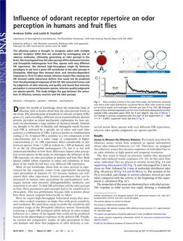 Influence of Odorant Receptor Repertoire on Odor Perception in Humans and Fruit Flies