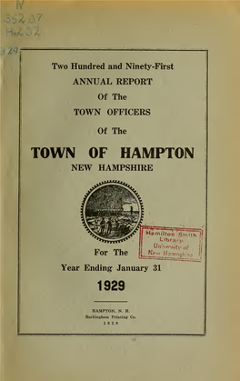 Two Hundred and Ninety-First Annual Report of the Town Officers of The