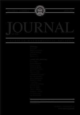 Journal of the American Mathematical Society This Journal Is Devoted to Research Articles of the Highest Quality in All Areas of Pure and Applied Mathematics