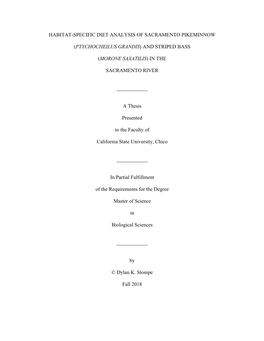 Habitat-Specific Diet Analysis of Sacramento Pikeminnow