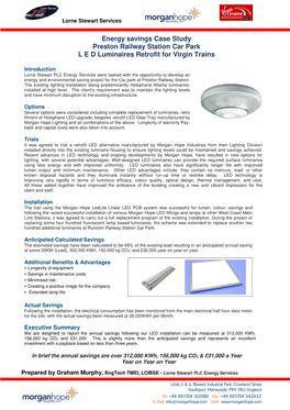 Energy Savings Case Study Preston Railway Station Car Park L E D Luminaires Retrofit for Virgin Trains