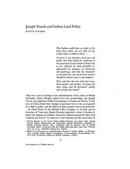 Joseph Trutch and Indian Land Policy
