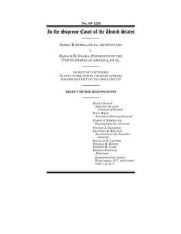 No. 08-1234: Kiyemba V. Obama