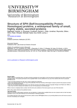 Structure of SPH (Self-Incompatibility Protein Homologue)