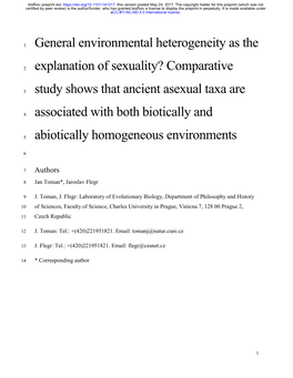 General Environmental Heterogeneity As the Explanation Of