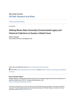 Utilizing Illinois State University's Environmental Legacy and Historical Collections to Sustain a Global Future