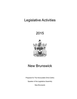 Legislative Activities 2015 New Brunswick